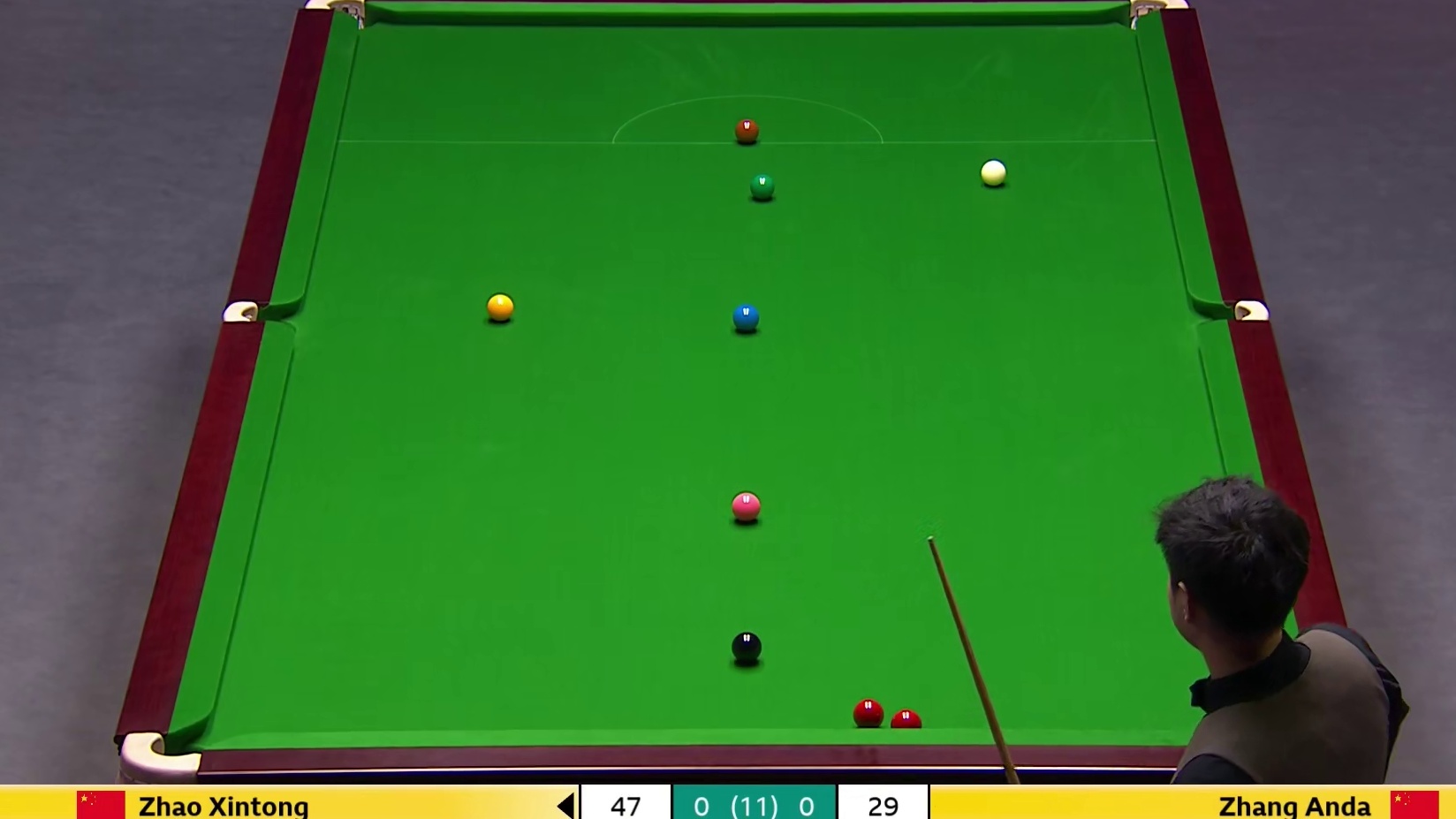 2025斯诺克英锦赛！16进8 ，赵心童VS张安达，第一局下