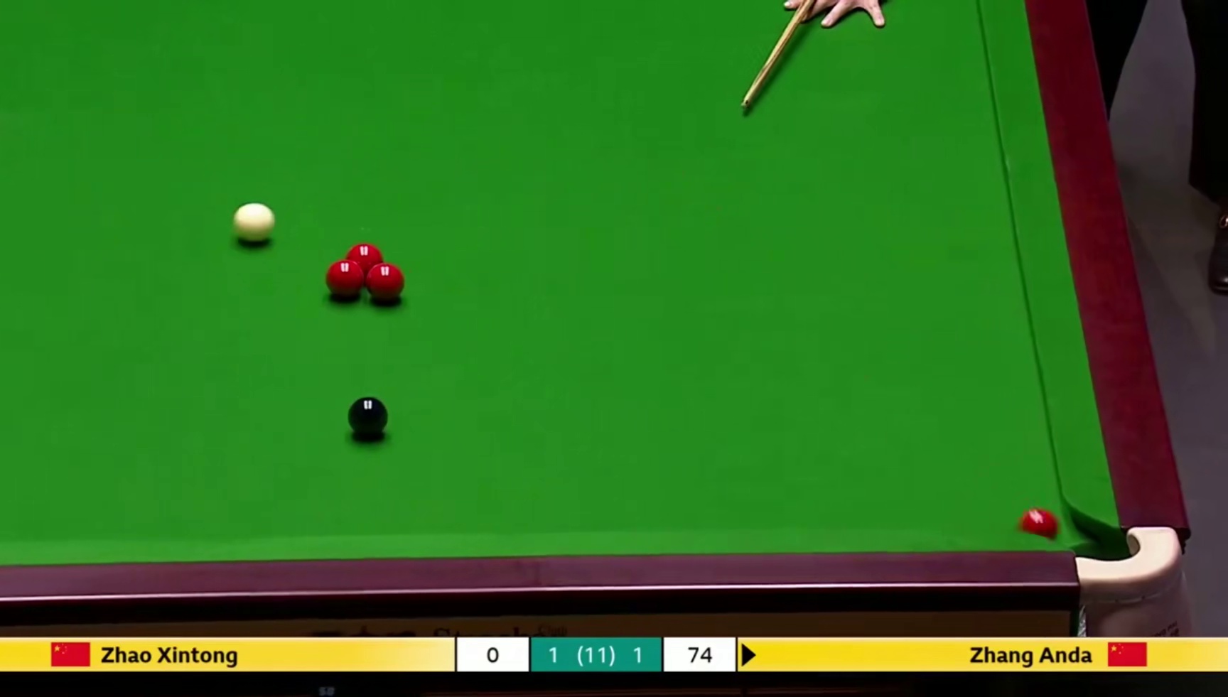 2025斯诺克英国锦标赛；张安达vs赵心童
