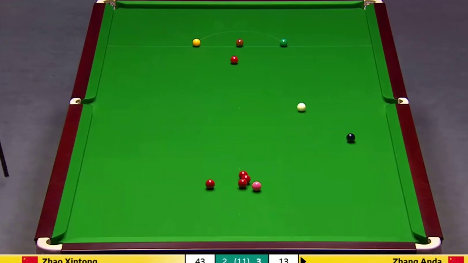 2025斯诺克英国锦标赛；张安达vs赵心童