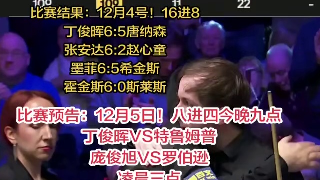 恭喜丁俊晖打进英锦赛八强！12月5号今晚九点再战特鲁姆普！