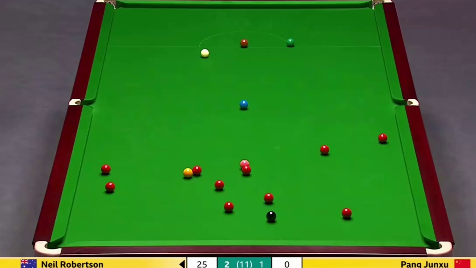 2025斯诺克英国锦标赛：庞俊旭vs罗伯逊