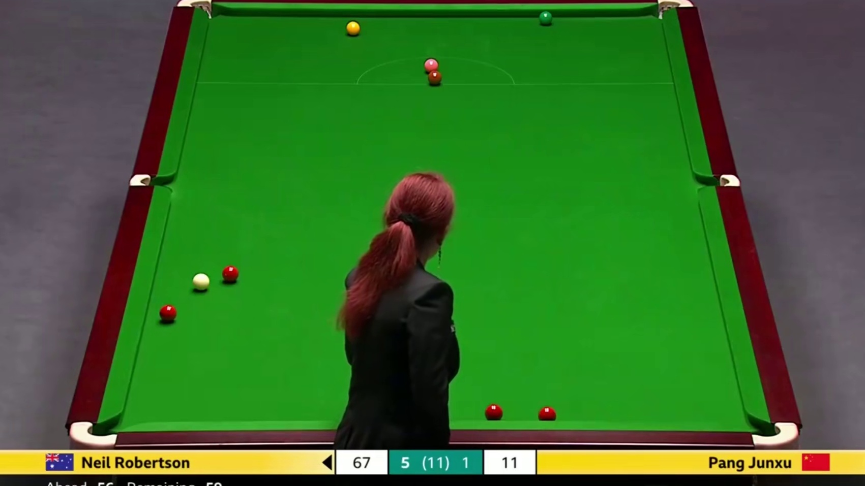2025斯诺克英国锦标赛：庞俊旭vs罗伯逊