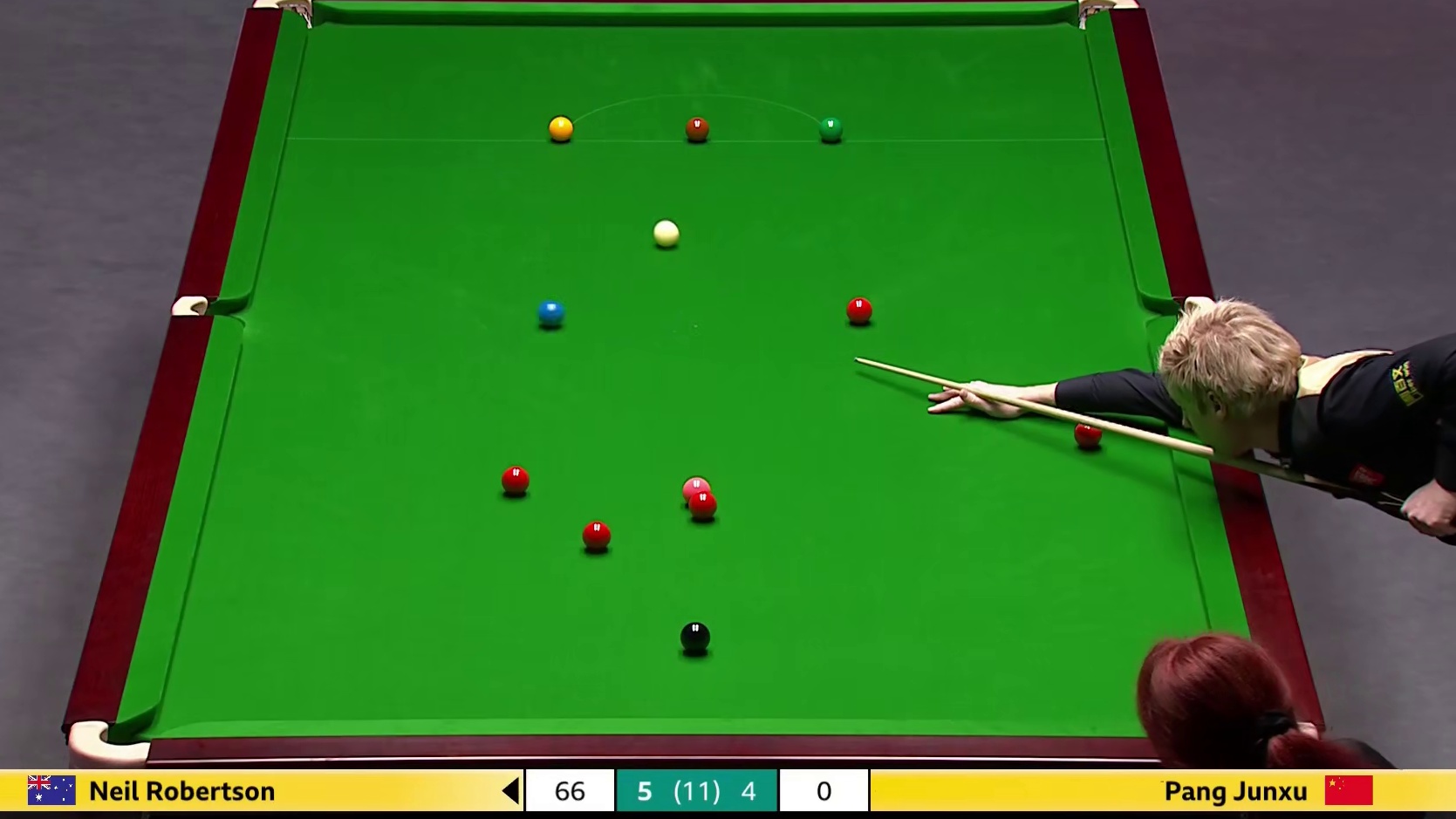 2025斯诺克英锦赛，罗伯逊6比4庞俊旭，强势晋级半决赛！