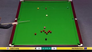 2025斯諾克英錦賽半決賽！特魯姆普VS羅伯遜，第一局下，組合球 逆天準度太刺激了