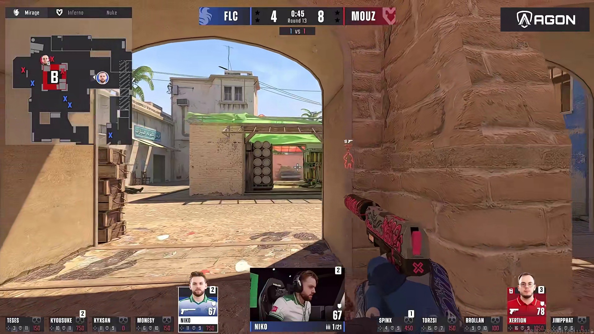 xertioN手枪局四杀+1v1斗牛残局制霸！