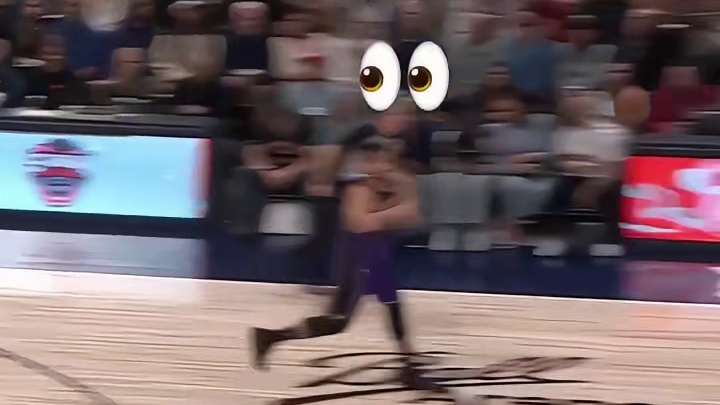 满分连线！东契奇抢下篮板球，詹姆斯前场接球暴扣打进