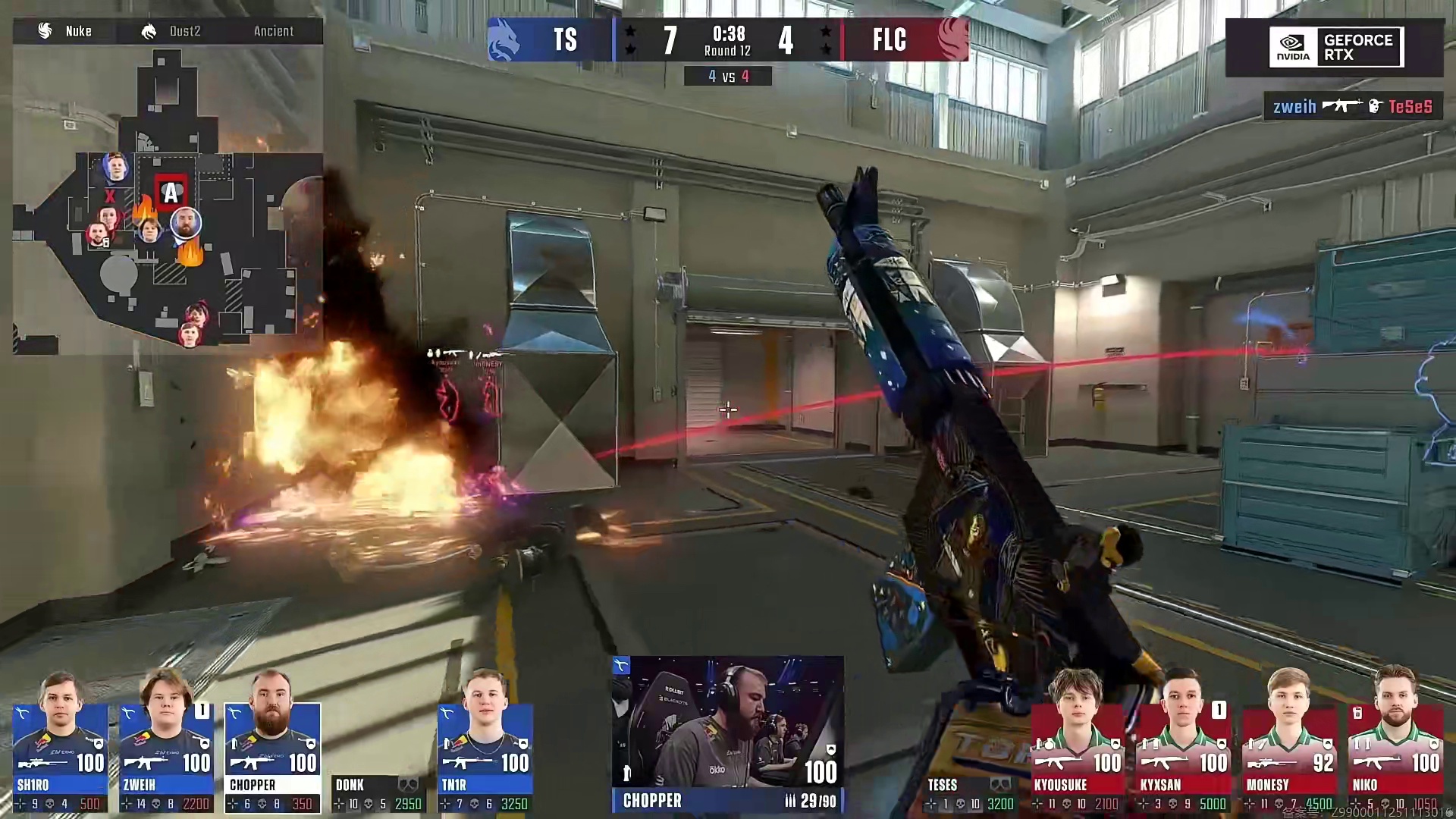 zweih在A包点打出毁灭级表现后，以一次激进的前压豪取五杀，带着18个击杀结束上半场！