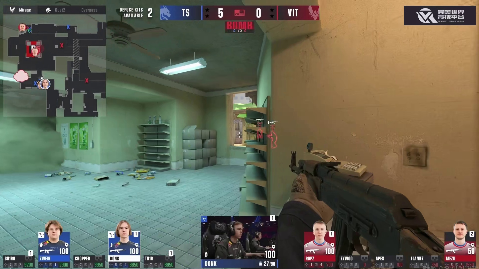 Vitality双雄mezii+ropz逆境3v5惊天翻盘