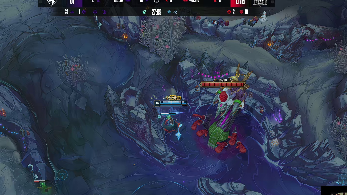 【第一局】Croro赵信河道被集火秒杀，随后UP拿下大龙，LNG拿下听牌龙