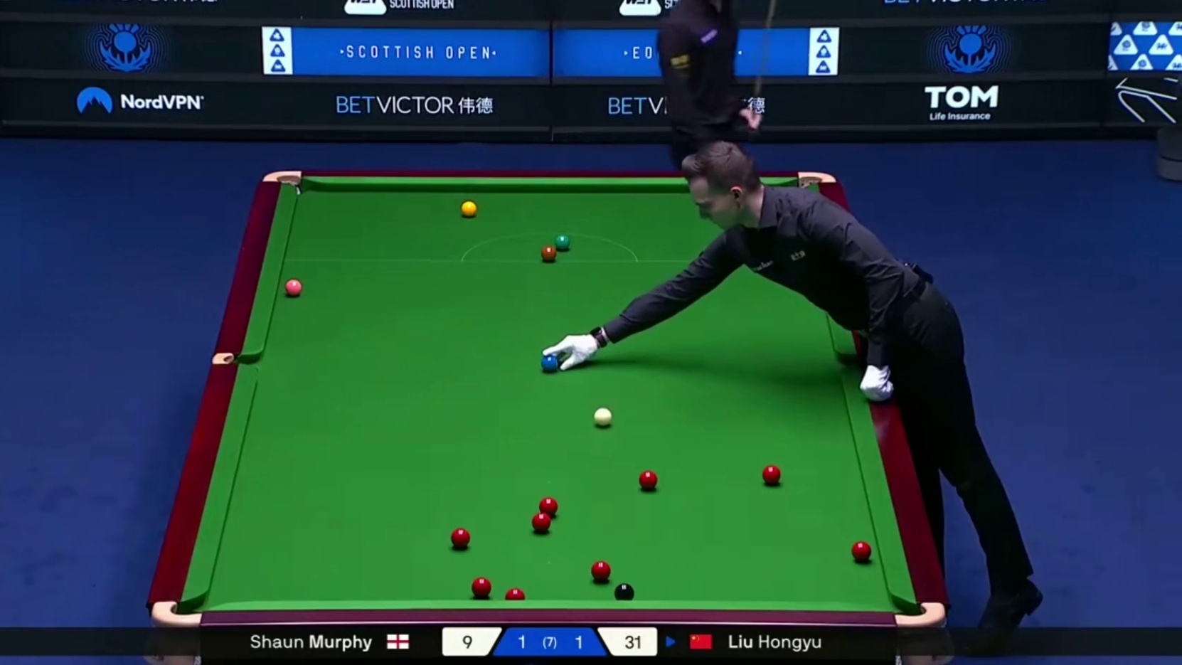 2025斯诺克苏格兰公开赛：墨菲vs刘宏宇