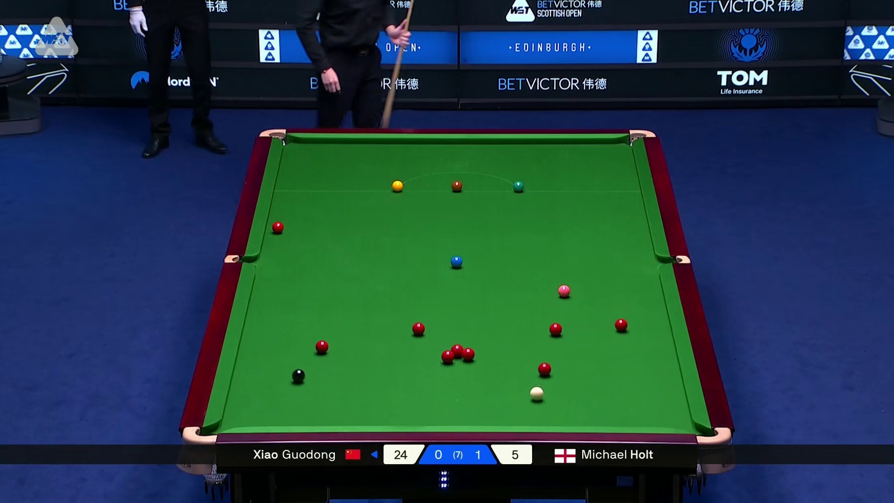 正播2025斯诺克苏格兰公开赛！肖国栋VS霍尔特！