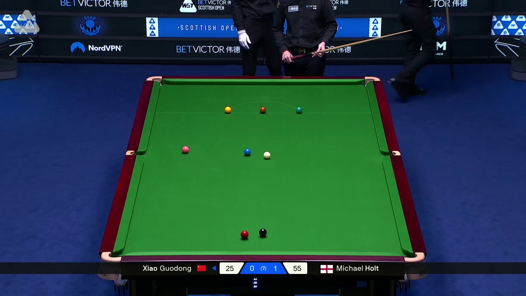 2025斯诺克苏格兰公开赛！肖国栋VS霍尔特，第二局下
