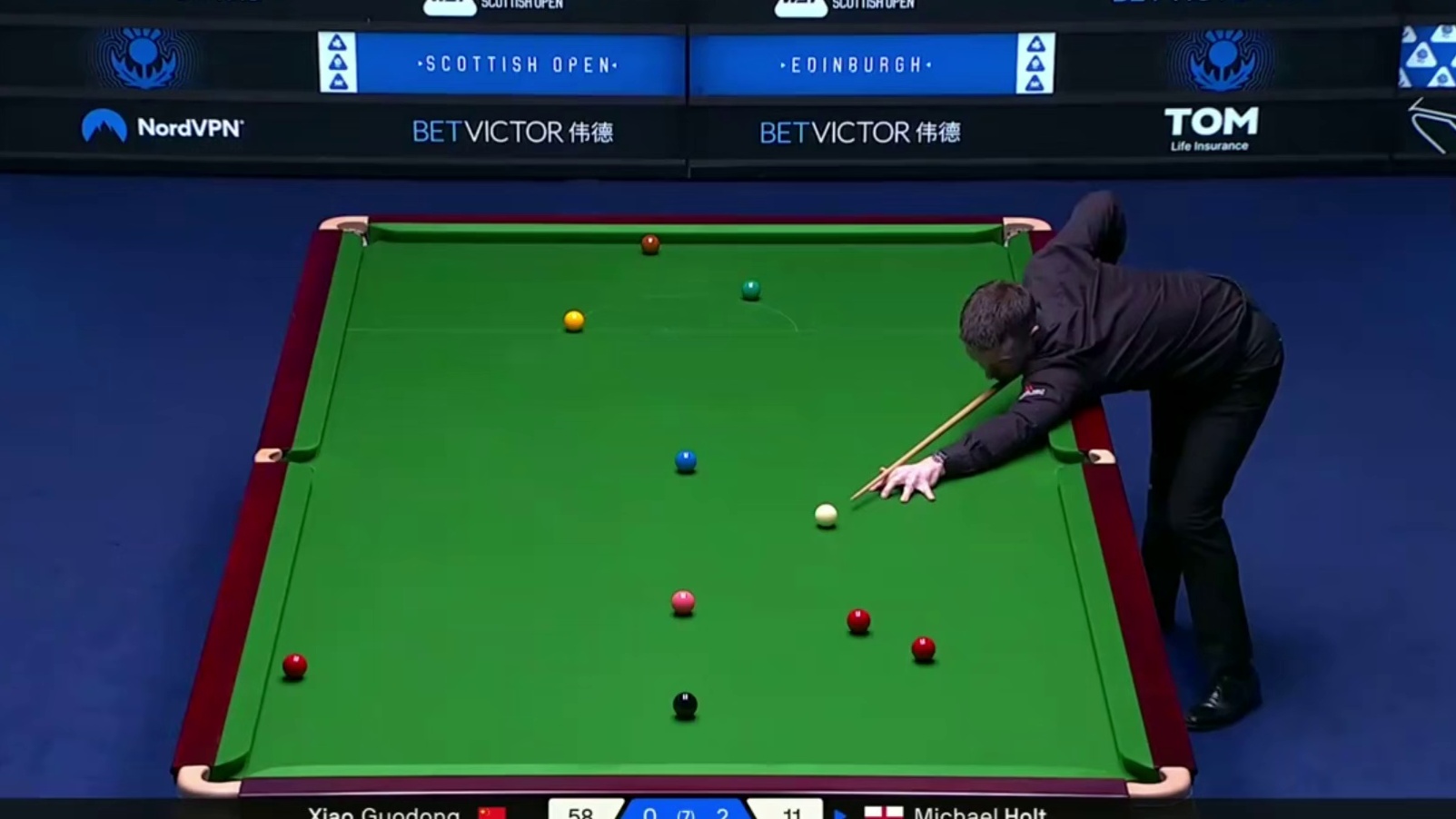 2025斯诺克苏格兰公开赛：肖国栋vs霍尔特