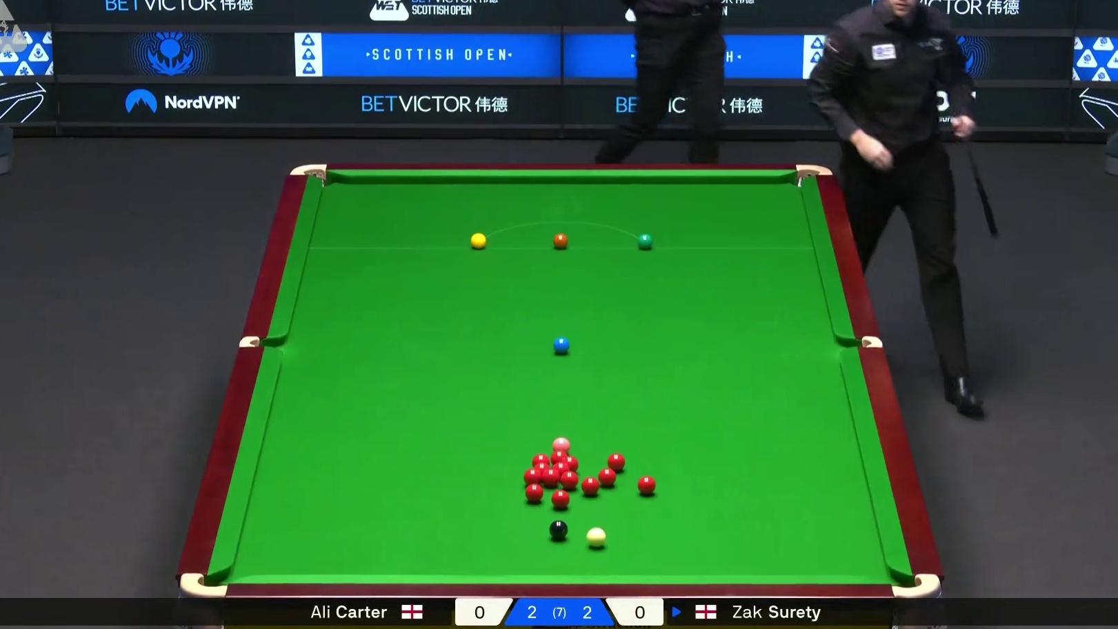 2025斯诺克苏格兰公开赛：卡特vs苏尔蒂
