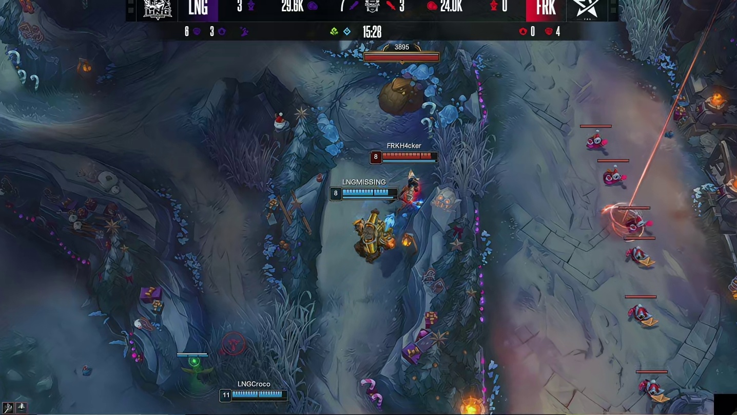 【第一局】Croro剑魔游龙，1xn芸阿娜双杀，LNG打出0换4