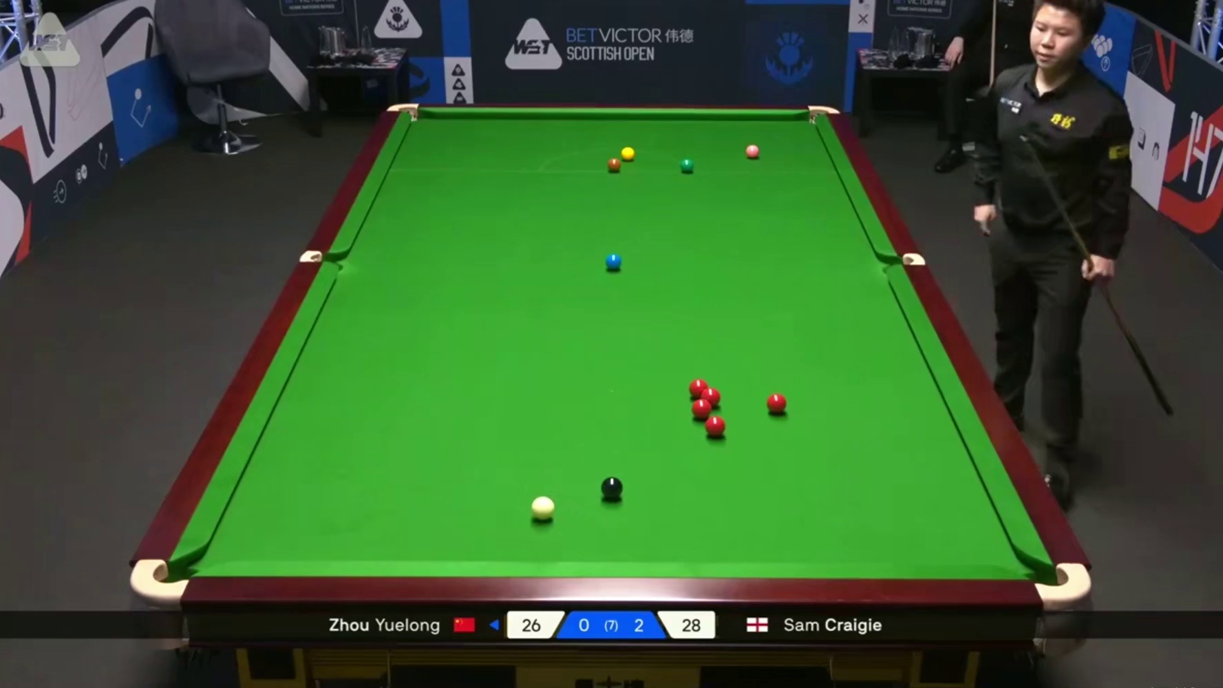 2025斯诺克苏格兰公开赛：周跃龙vs克雷吉