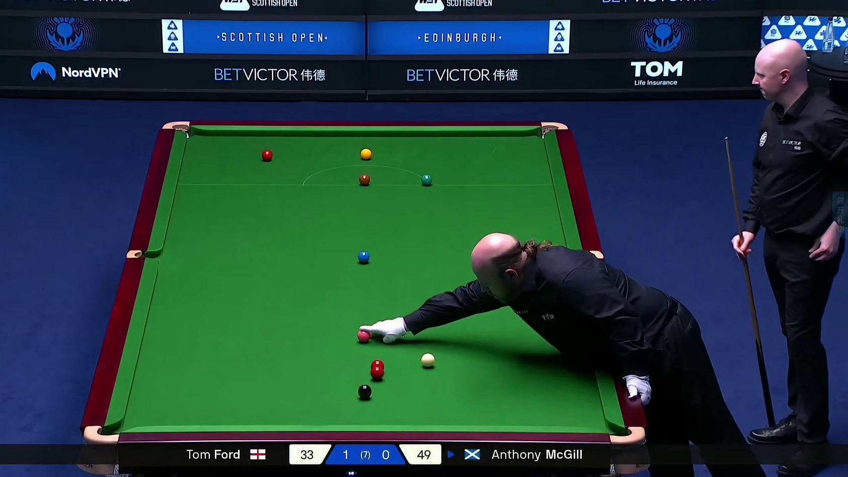 2025斯诺克苏格兰公开赛：汤姆·福德vs麦克吉尔
