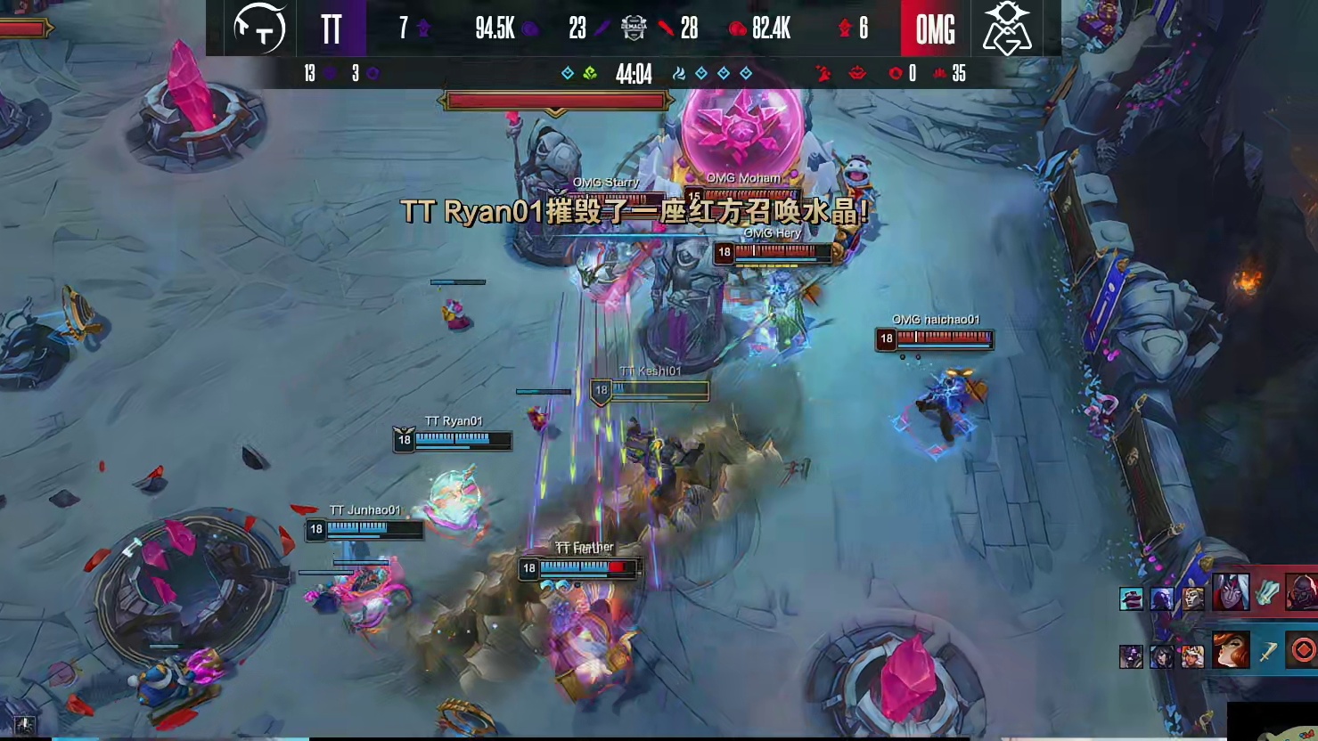 【第一局】Keshi塞恩开车过深被击杀，TT双龙汇推进停止