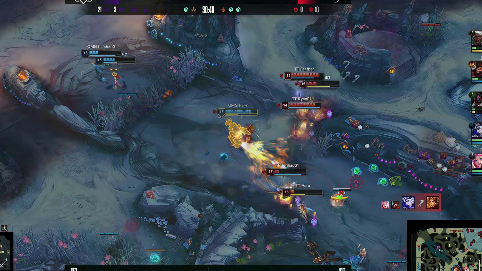 【第三局】OMG拿下小龙，TT反打0换3后拿下大龙