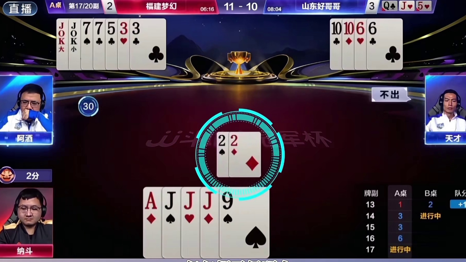 地主妙手出单9非常严谨，但阿酒灵性拆王炸确实更胜一筹