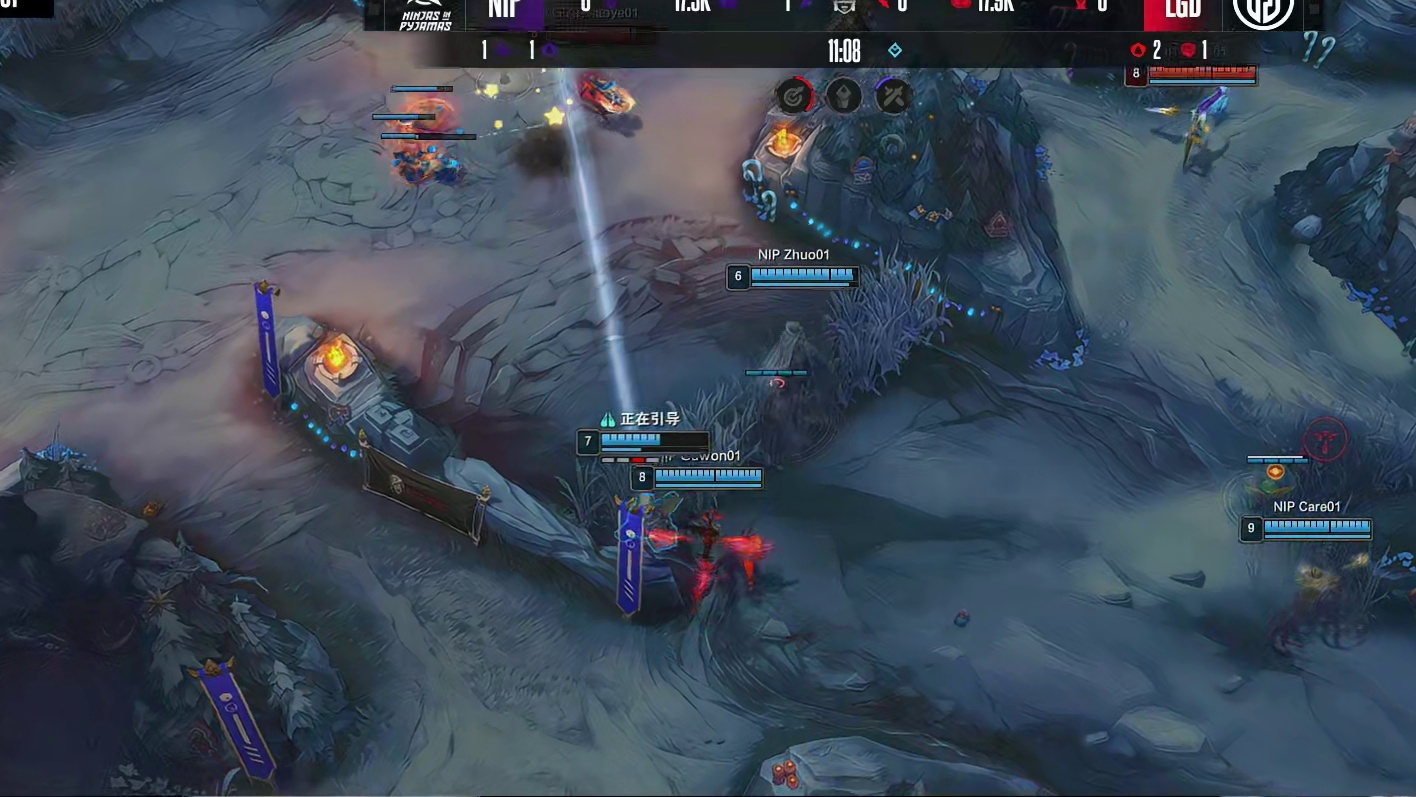 【第二局】Heng赵信探草丛被抓，LGD野辅阵亡