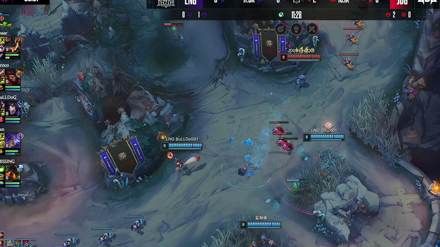 【第一局】LNG中野下路蹲伏击杀HongQ