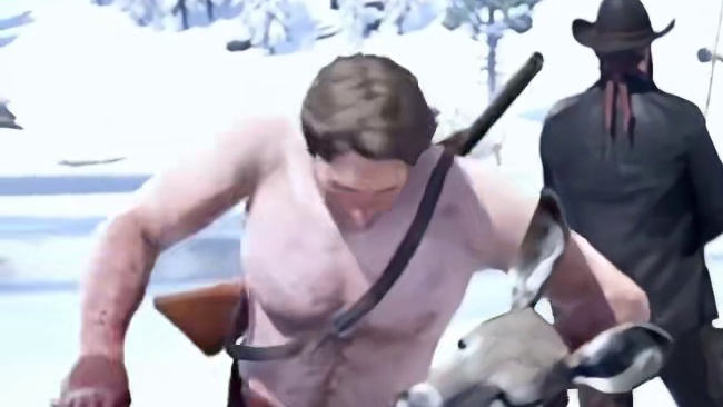 男人杀鹿，被鳄鱼咬