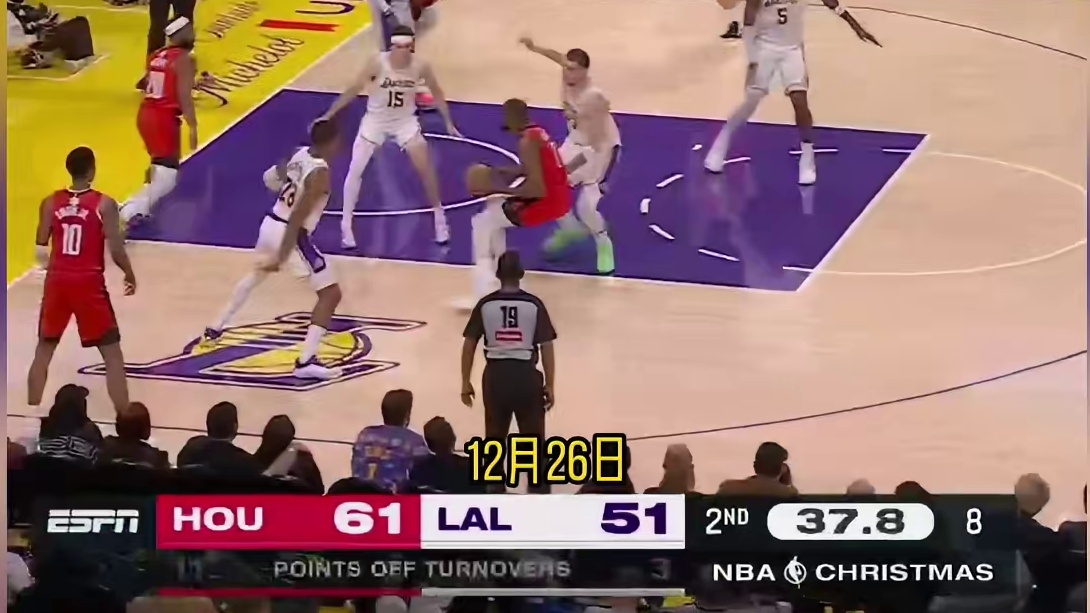 杜兰特25分9助攻，詹姆斯18分！圣诞大战火箭客场大胜湖人