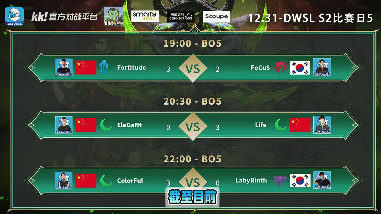 浪漫胜FoCuS，Life胜虎王，彩色胜Laby！ 12月31日DWSL魔兽争霸超级联赛S2第5天战