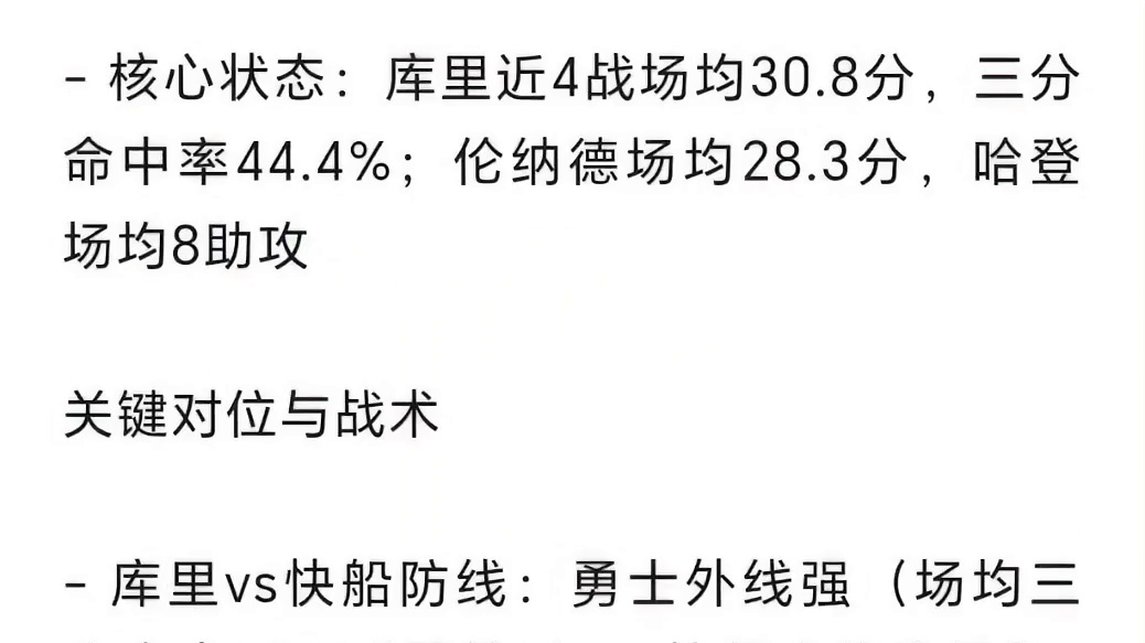 NBA常规赛勇士对阵快船