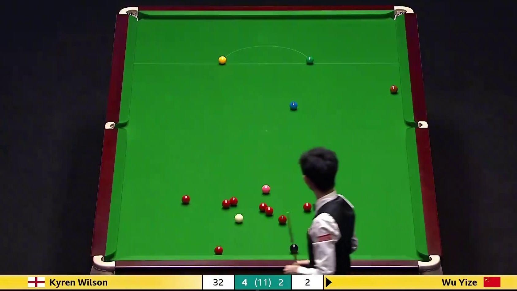 2026斯诺克大师赛，吴宜泽VS威尔逊，结局最牛一球出现了！