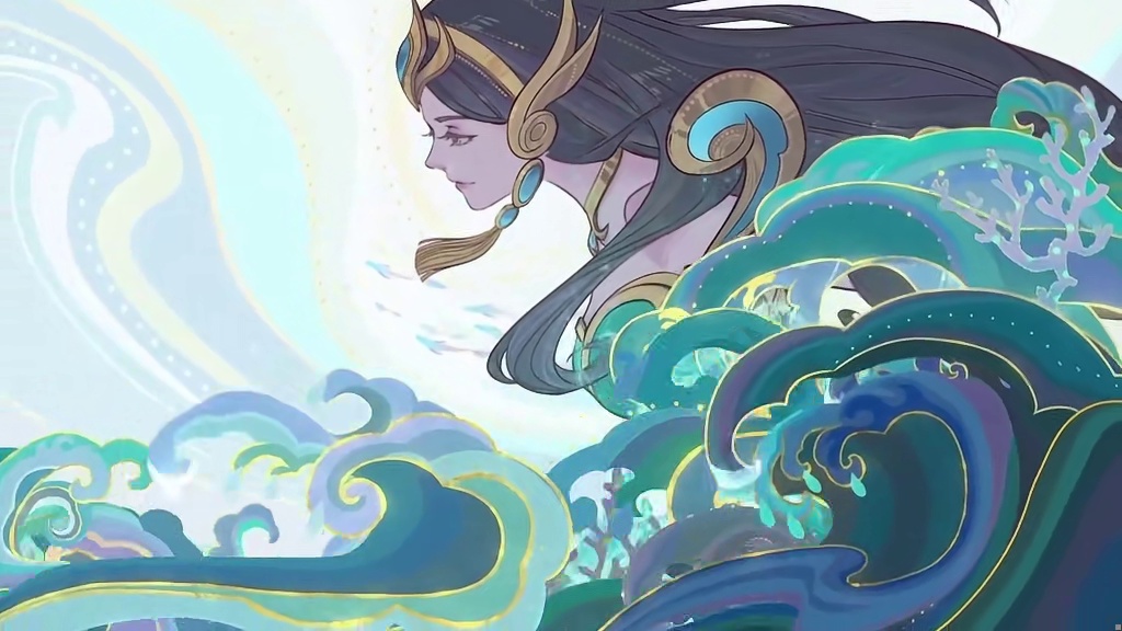 【新英雄预告】 一条巨蛇的轮廓在海天之间浮现，一个女孩在海浪上翩翩起舞，一个新的巨蛇传说即将展开。