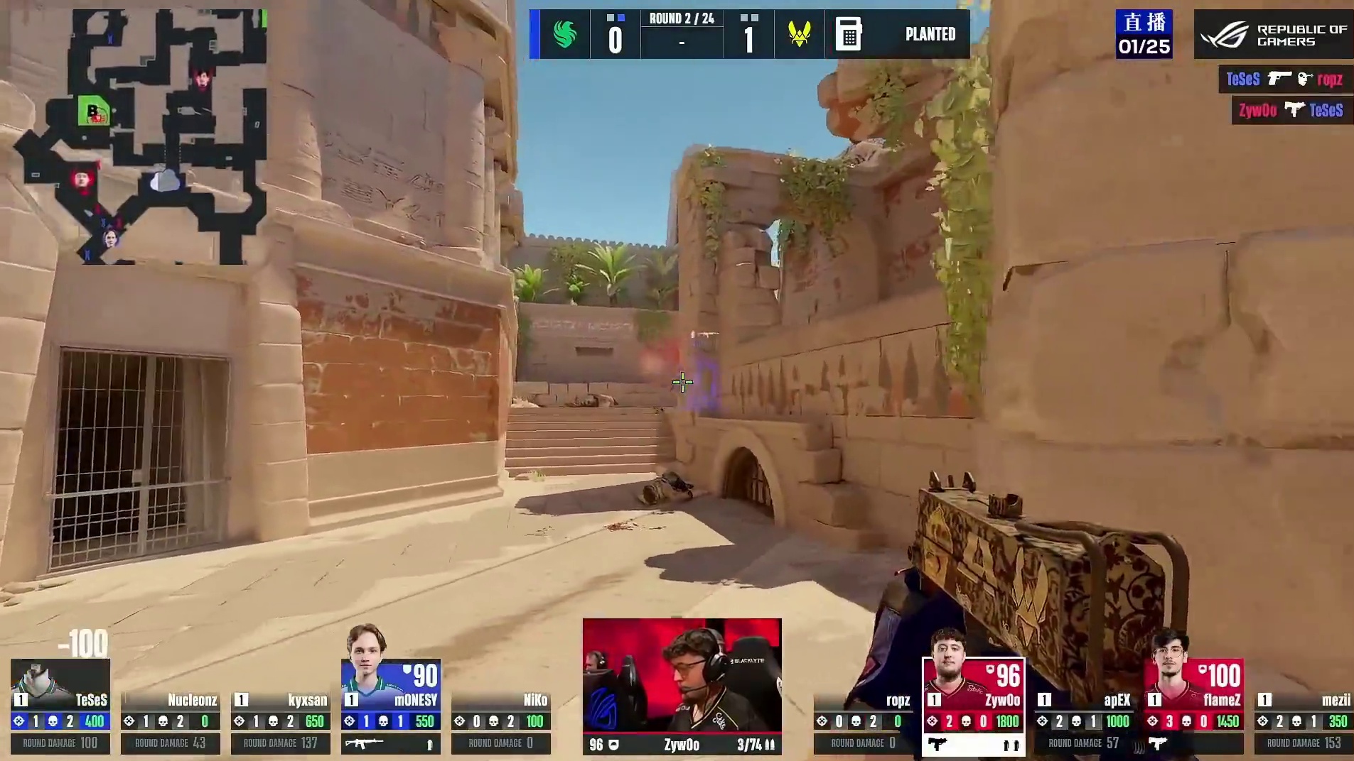 第二回合，Falcons选择强起迎战 Vitality， Falcons赌点失败后选择战术缴枪