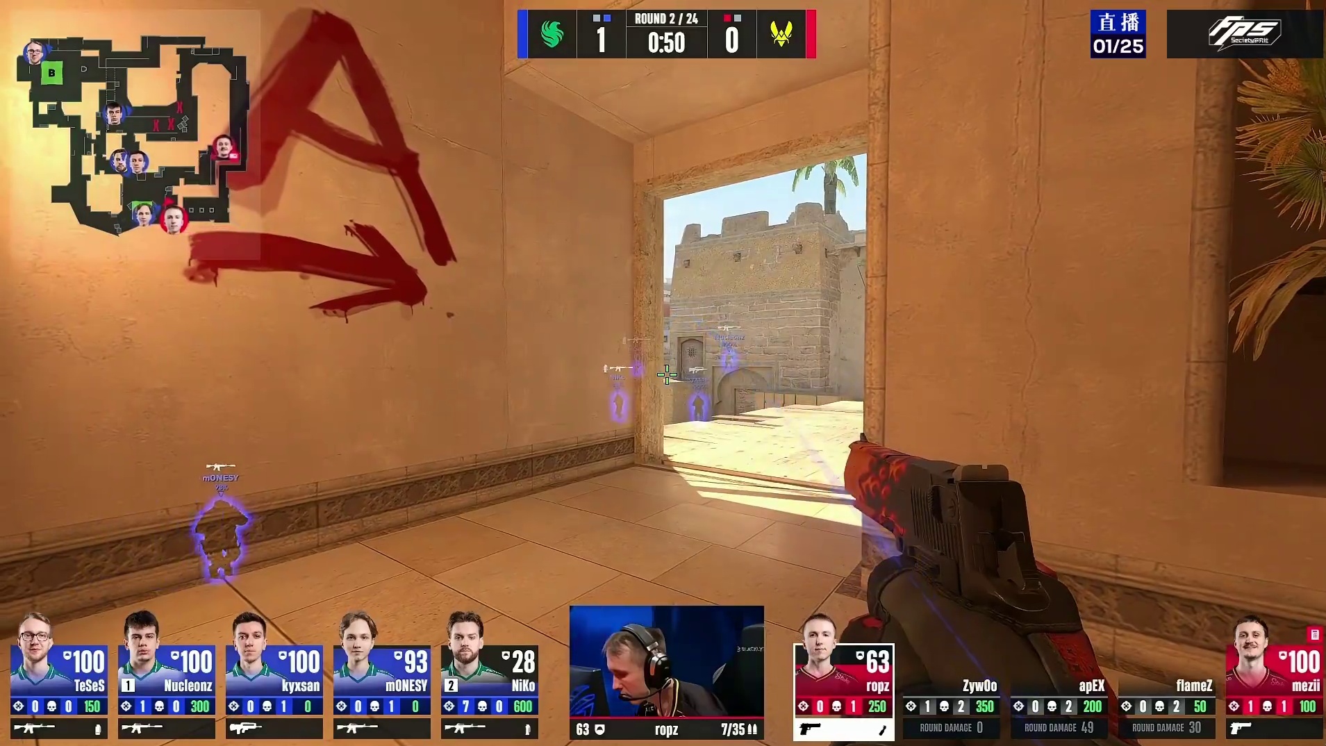 第二回合，Vitality选择强起迎战 Falcons，Vitality枪械劣势难挽败局