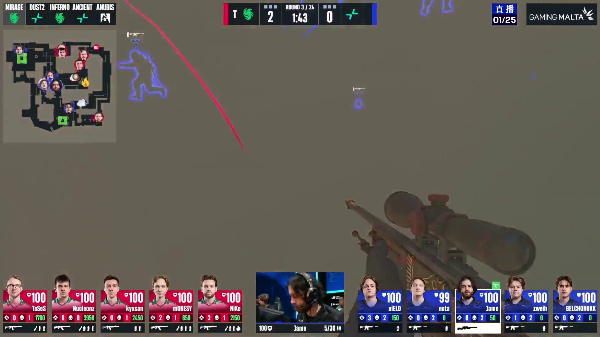 第二回合，PARIVISION选择纯ECO迎战Falcons，NucleonZ狂砍三杀斩获胜局