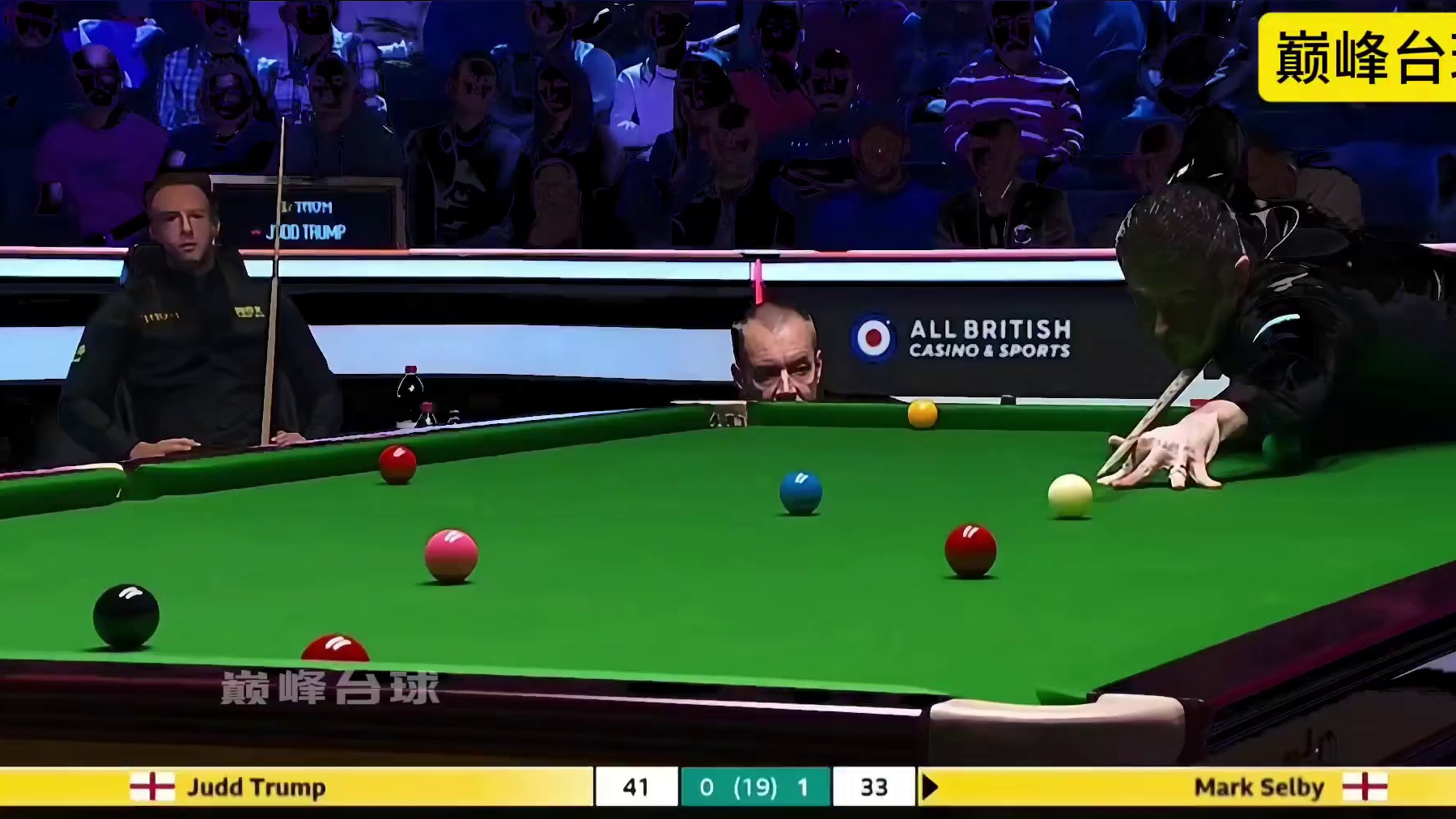 英锦赛决赛中，塞尔比打出来的低杆三库绕台精准走位！