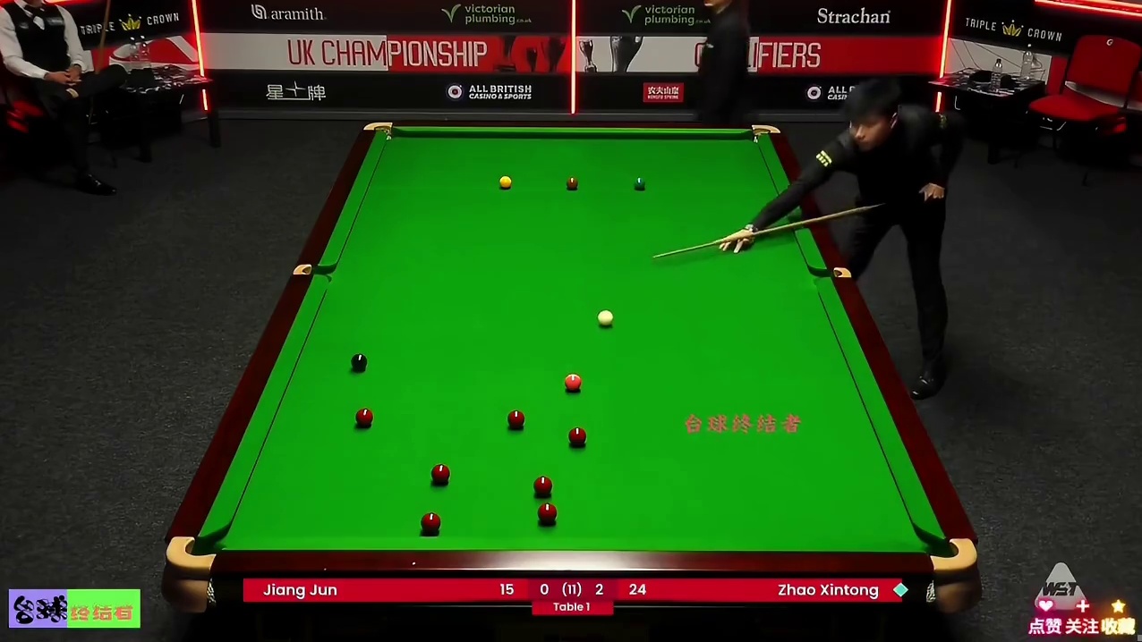 赵心童VS江俊，开挂准度疯狂3连鞭，展现超强连续得分能力