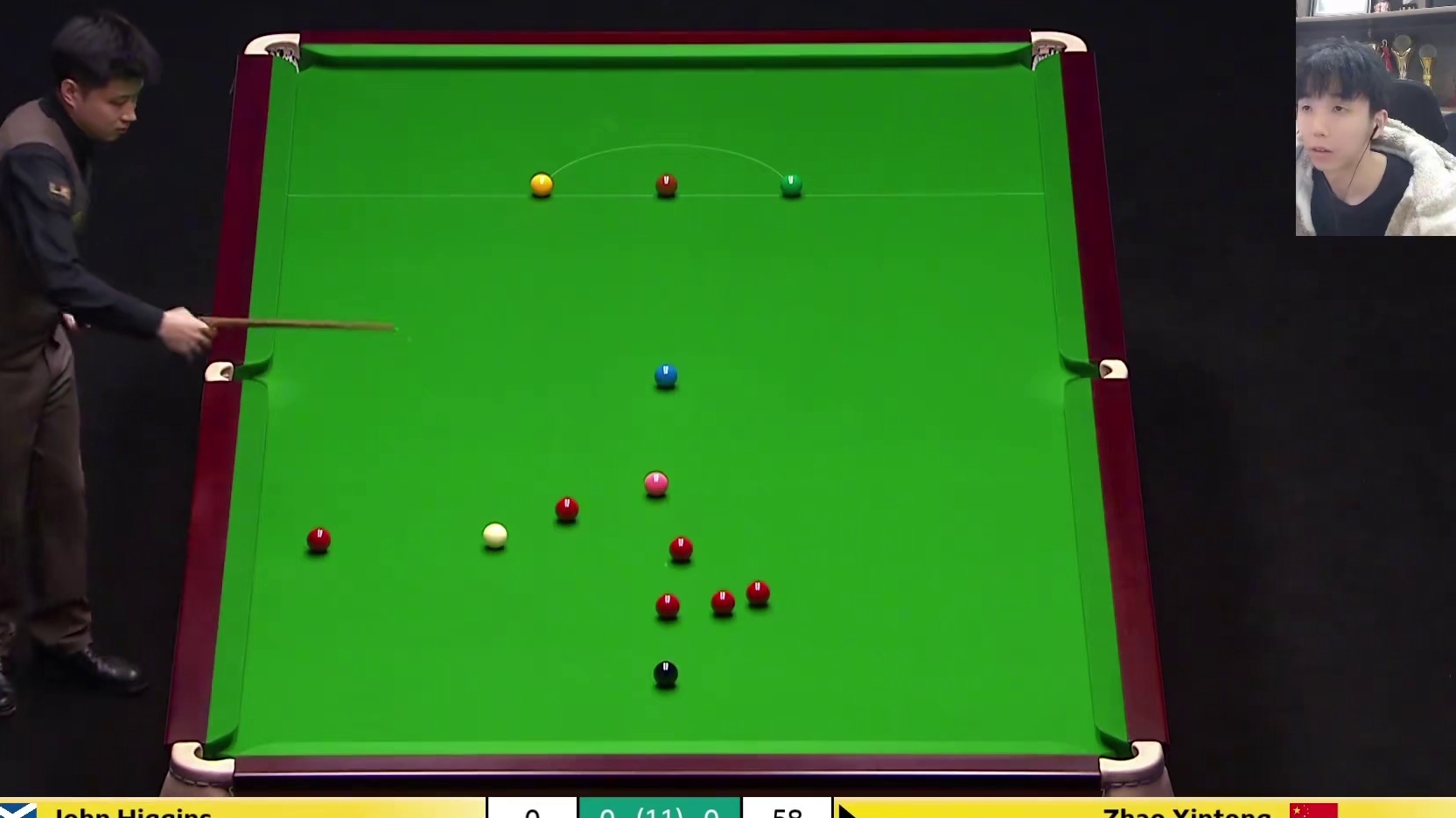 赵心童上演黑球消失之术，顶级发力杆杆响袋，速度超过奥沙利文