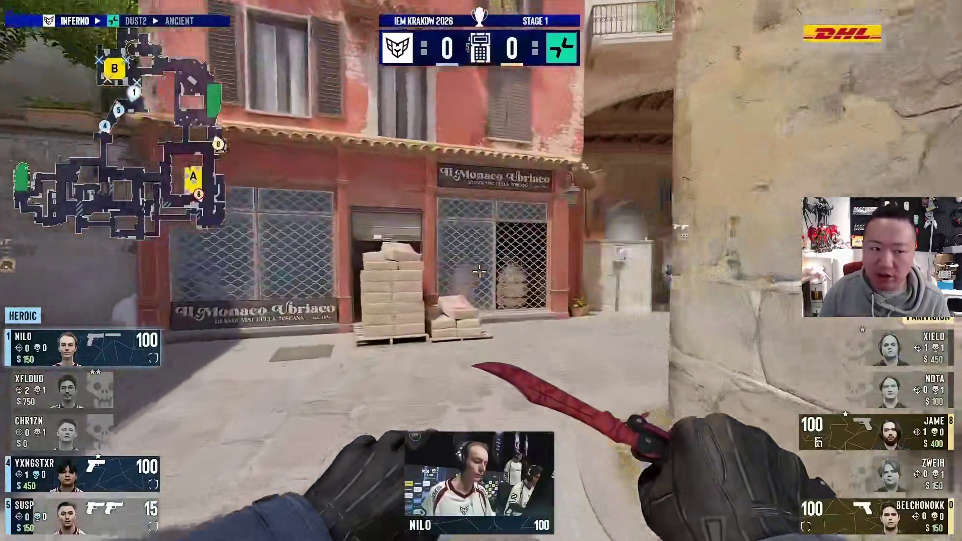 上半场手枪局，PARIVISION全歼对方取得回合胜利，PARIVISION 1:0 HEROIC