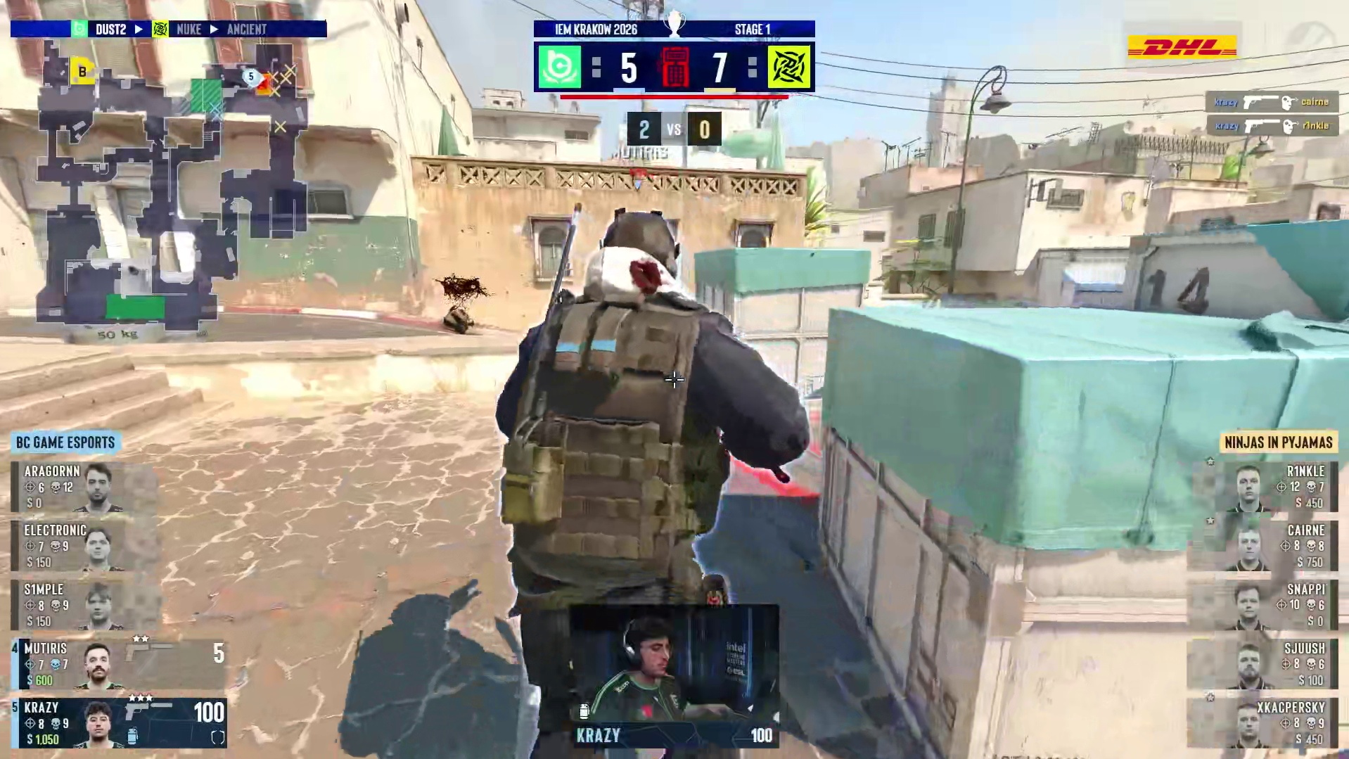 下半场手枪局，BC.G全歼对方并拆除C4取得回合胜利，BC.G 6:7 NIP