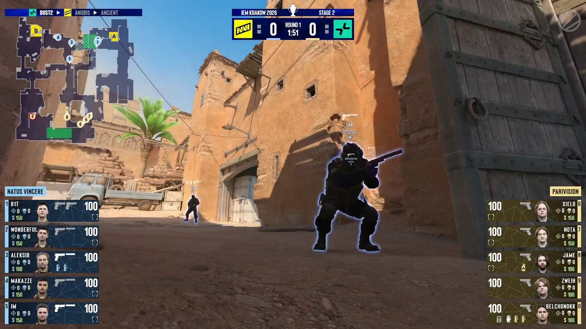 图一 Dust2，NAVI作为防守方、PARIVISION作为进攻方