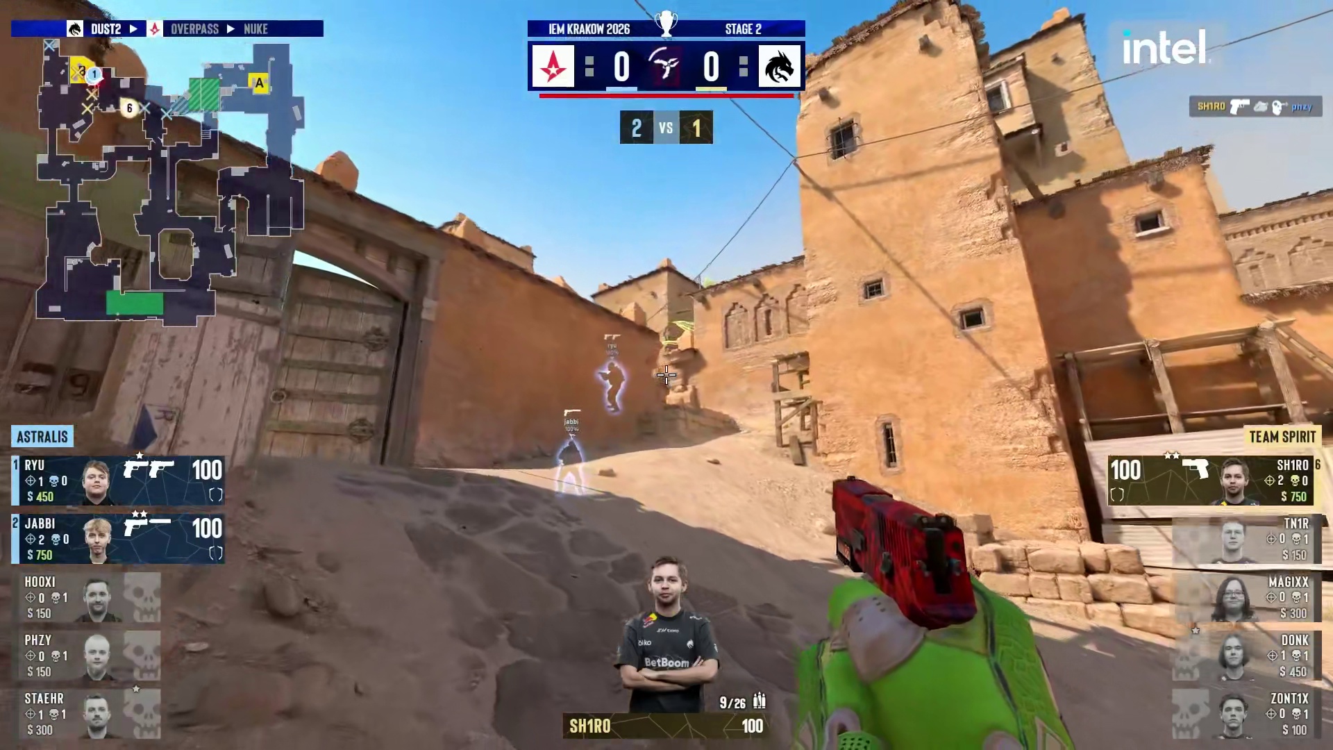 上半场手枪局，Astralis全歼对方并拆除C4取得回合胜利，Astralis 1:0 Spirit