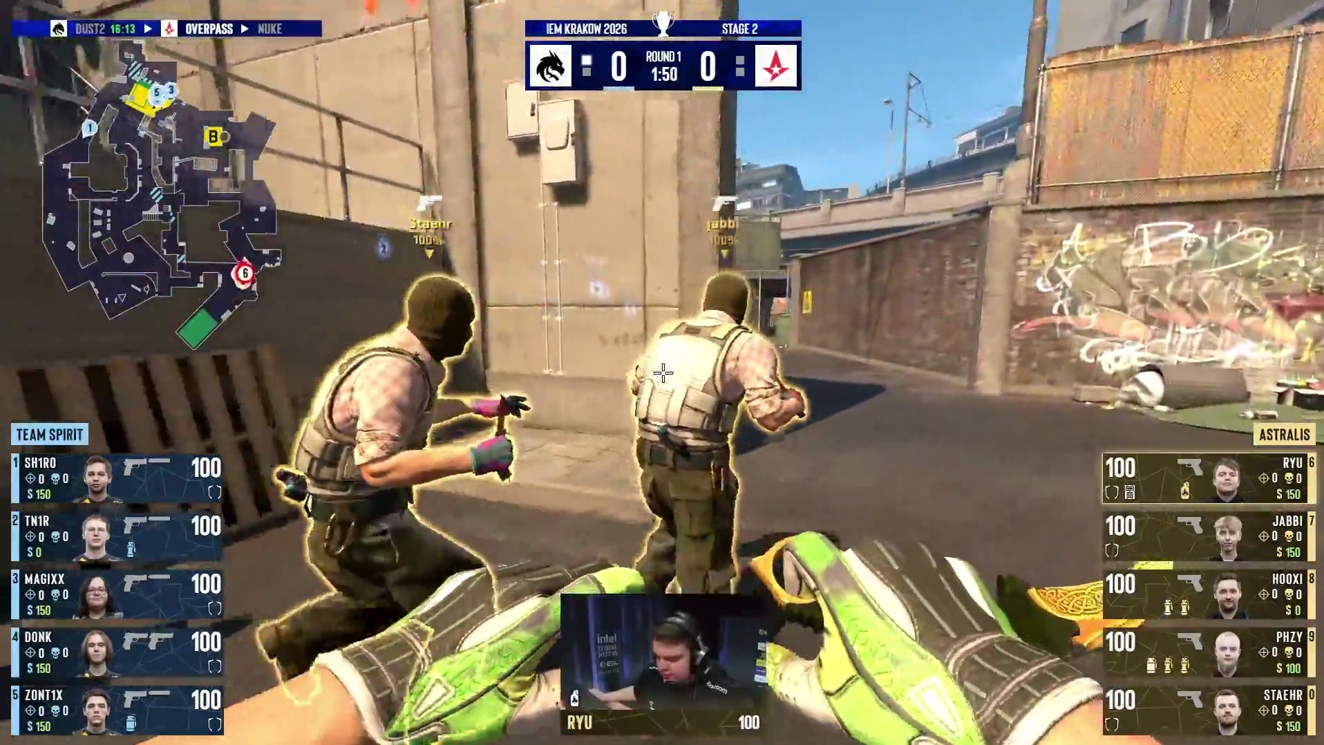 图二 Overpass，Spirit作为防守方、Astralis作为进攻方