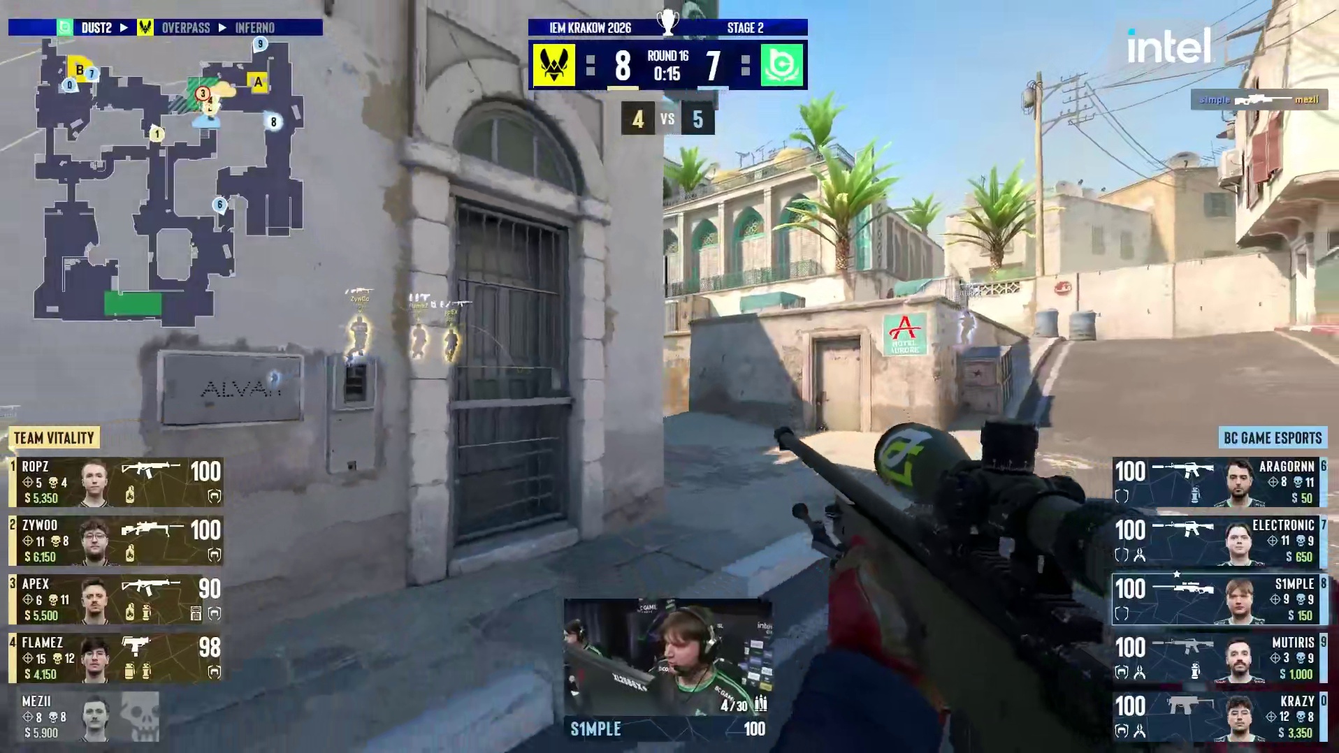 MUTiRiS钢铁左键三杀瓦解Vitality A区进攻！