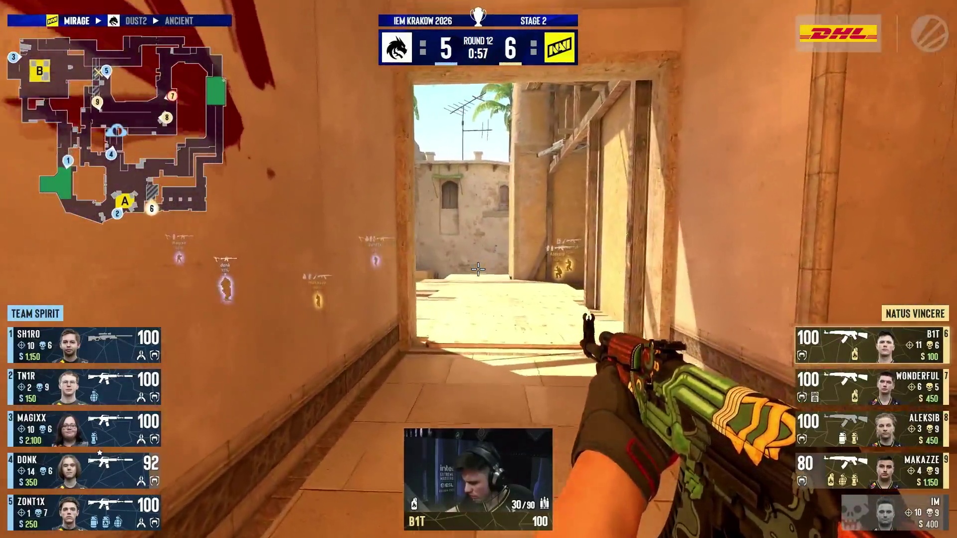 donk豪取三杀收尾上半场