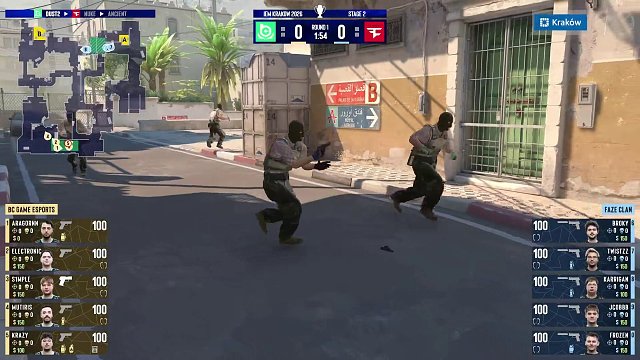 图一 Dust2，FaZe作为防守方、BC.G作为进攻方