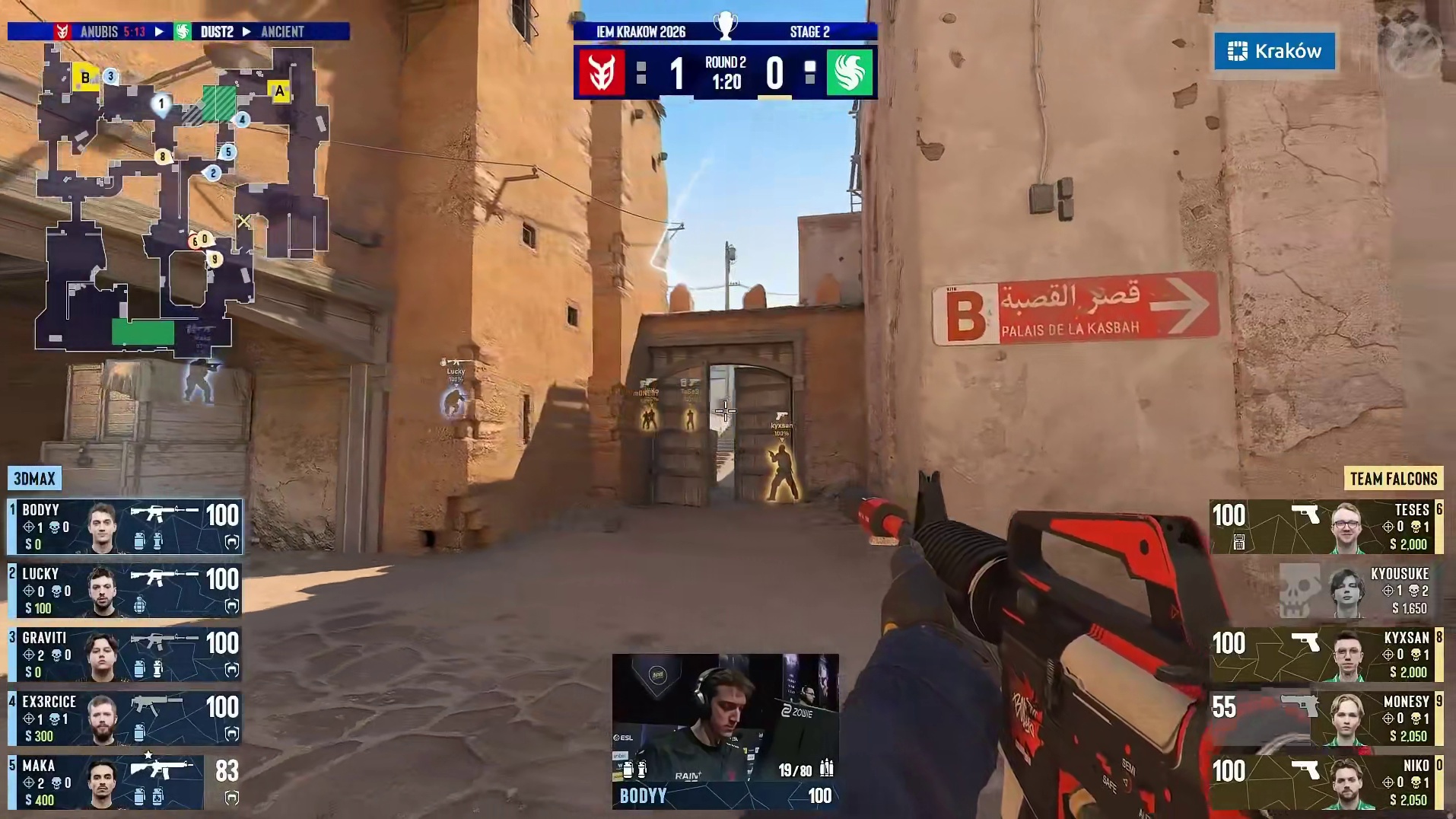 第二回合，Falcons选择纯ECO迎战3DMAX，3DMAX枪械优势碾压制胜