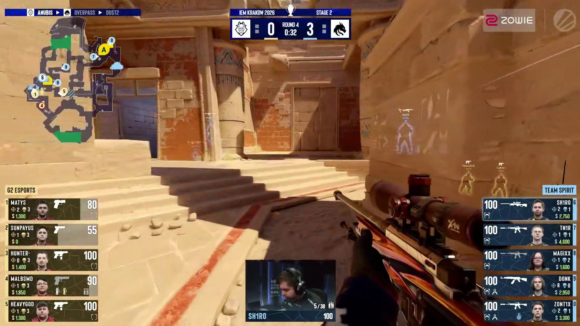 sh1ro防守大狙四杀粉碎G2经济局进攻！