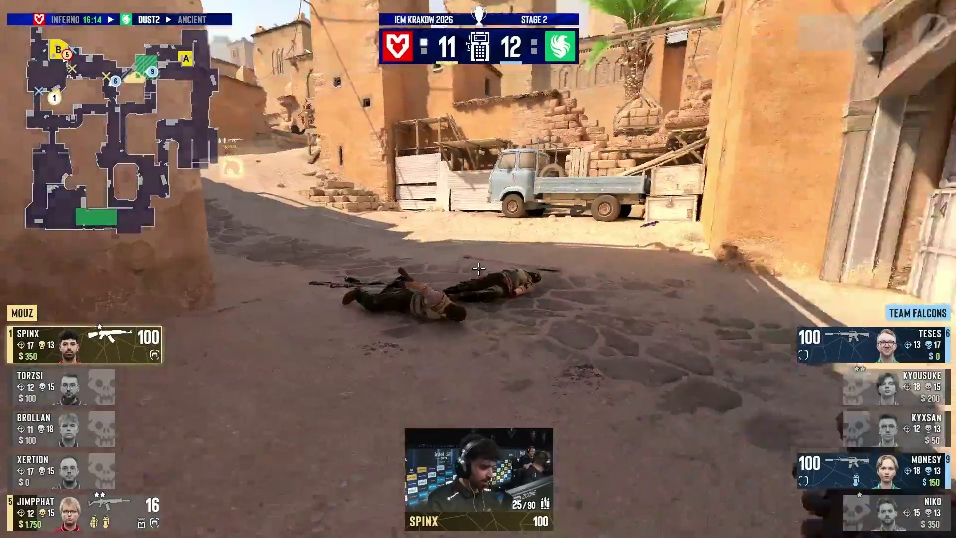 5v2葬送三B防线！Falcons史诗级失误，MOUZ死里逃生进OT！