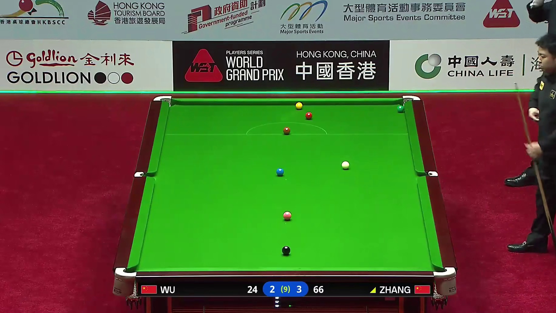 正播2026斯诺克大奖赛，吴宜泽2-4张安达